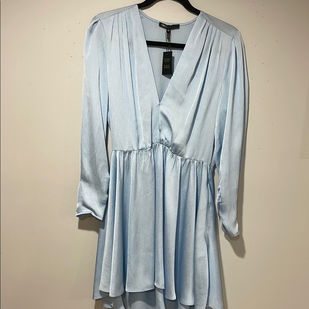 Maje Light Blue V-Neck Dress